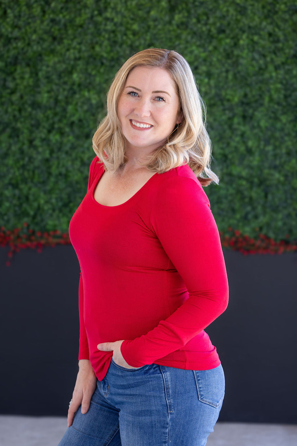 Alyssa Long Sleeve Top - Red